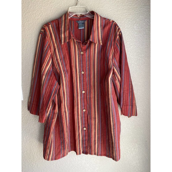 Striped Red button front Top 3XL Women’s Vintage 90s‎ Volup - Picture 1 of 4